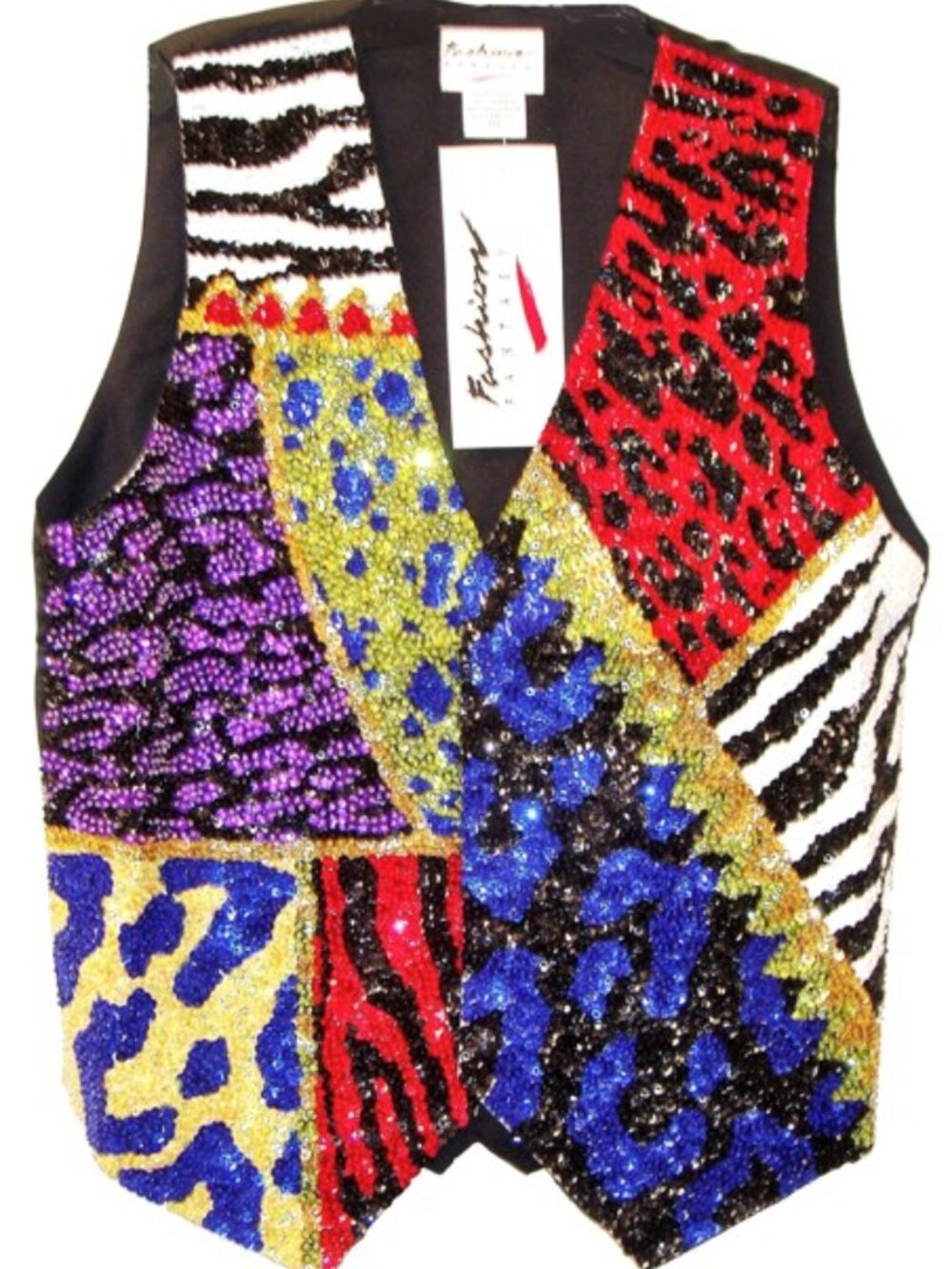 Psychedelic Vest Sequin Beaded Patchwork, Rave Costume Vest, Unisex Dance Vest